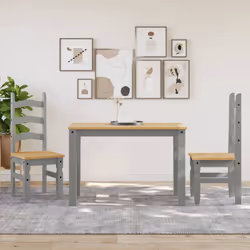 vidaXL Dining Chairs Dining Room Kitchen Chair 2 pcs Grey Solid Wood Pine