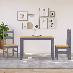 vidaXL Dining Chairs Dining Room Kitchen Chair 2 pcs Grey Solid Wood Pine - Additional view 2