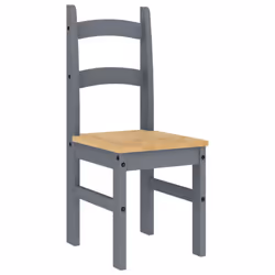 vidaXL Dining Chairs Dining Room Kitchen Chair 2 pcs Grey Solid Wood Pine - Additional view 4