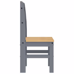 vidaXL Dining Chairs Dining Room Kitchen Chair 2 pcs Grey Solid Wood Pine - Additional view 5