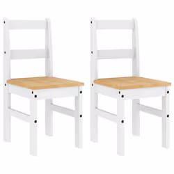vidaXL Dining Chairs Dining Room Kitchen Chair 2 pcs White Solid Wood Pine