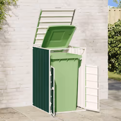 vidaXL Wheelie Bin Storage for Single Bin Garden Store Trash Cover Green Steel