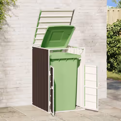 vidaXL Wheelie Bin Storage for Single Bin Garden Store Trash Cover Brown Steel