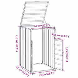 vidaXL Wheelie Bin Storage for Single Bin Garden Store Trash Cover Brown Steel