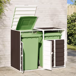 vidaXL Wheelie Bin Storage for Double Bins Garden Trash Cover Brown Steel