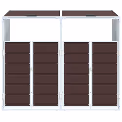 vidaXL Wheelie Bin Storage for Double Bins Garden Trash Cover Brown Steel - Additional view 4