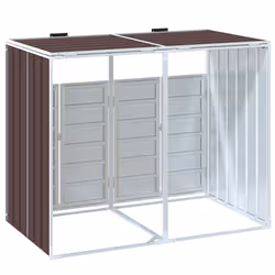 vidaXL Wheelie Bin Storage for Double Bins Garden Trash Cover Brown Steel - Additional view 6