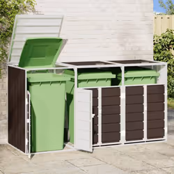 vidaXL Wheelie Bin Storage for Triple Bins Garden Trash Cover Brown Steel - Additional view 2