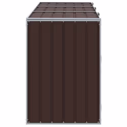 vidaXL Wheelie Bin Storage for Triple Bins Garden Trash Cover Brown Steel - Additional view 5