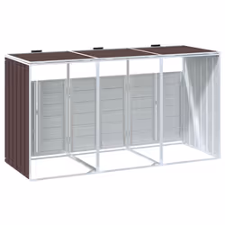 vidaXL Wheelie Bin Storage for Triple Bins Garden Trash Cover Brown Steel - Additional view 6