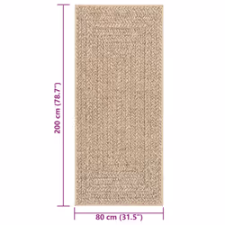 vidaXL Rug Floor Carpet for Indoor and Outdoor Door Mat Kitchen Rug Jute Look - rectangular, 80 x 200 cm