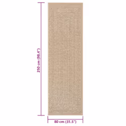 vidaXL Rug Floor Carpet for Indoor and Outdoor Door Mat Kitchen Rug Jute Look - rectangular, 80 x 250 cm