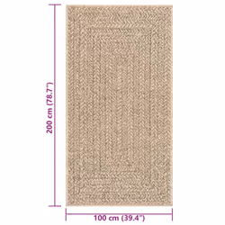 vidaXL Rug Floor Carpet for Indoor and Outdoor Door Mat Kitchen Rug Jute Look - rectangular, 100 x 200 cm