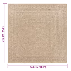 vidaXL Rug Floor Carpet for Indoor and Outdoor Door Mat Kitchen Rug Jute Look - rectangular, 240 x 240 cm - Additional view 7