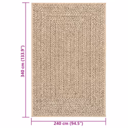 vidaXL Rug Floor Carpet for Indoor and Outdoor Door Mat Kitchen Rug Jute Look - rectangular, 240 x 340 cm