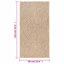 vidaXL Rug Floor Carpet for Indoor and Outdoor Door Mat Kitchen Rug Jute Look - round, 60 x 110 cm