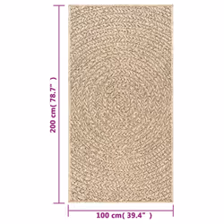 vidaXL Rug Floor Carpet for Indoor and Outdoor Door Mat Kitchen Rug Jute Look - round, 100 x 200 cm - Additional view 3