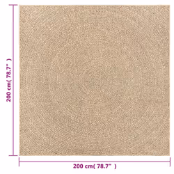 vidaXL Rug Floor Carpet for Indoor and Outdoor Door Mat Kitchen Rug Jute Look - round, 200 x 200 cm - Additional view 7