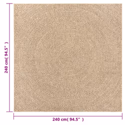 vidaXL Rug Floor Carpet for Indoor and Outdoor Door Mat Kitchen Rug Jute Look - round, 240 x 240 cm - Additional view 7