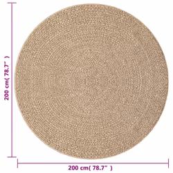 vidaXL Rug Floor Carpet for Indoor and Outdoor Door Mat Kitchen Rug Jute Look - round, 200 cm - Additional view 6
