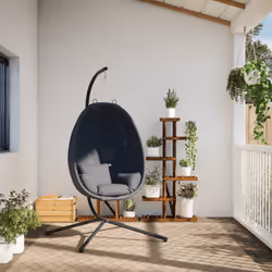vidaXL Hanging Egg Chair with Stand Hammock Chair Anthracite Fabric and Steel
