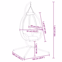 vidaXL Hanging Egg Chair with Stand Hammock Chair Anthracite Fabric and Steel - Additional view 7