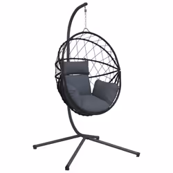vidaXL Hanging Egg Chair with Stand Hammock Chair Anthracite Rattan and Steel