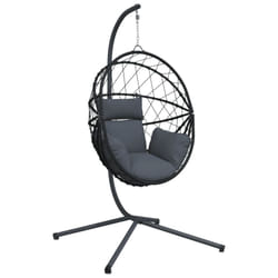 vidaXL Hanging Egg Chair with Stand Hammock Chair Anthracite Rattan and Steel