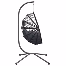 vidaXL Hanging Egg Chair with Stand Hammock Chair Anthracite Rattan and Steel - Additional view 4