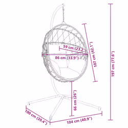 vidaXL Hanging Egg Chair with Stand Hammock Chair Anthracite Rattan and Steel - Additional view 7