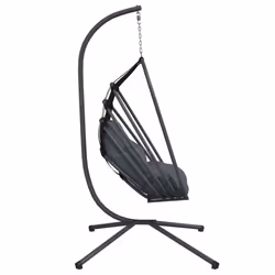 vidaXL Hanging Egg Chair with Stand Garden Swing Egg Chair Anthracite Steel - Additional view 4