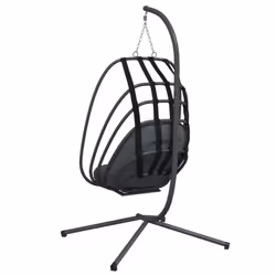 vidaXL Hanging Egg Chair with Stand Garden Swing Egg Chair Anthracite Steel - Additional view 5