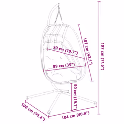 vidaXL Hanging Egg Chair with Stand Garden Swing Egg Chair Anthracite Steel - Additional view 7