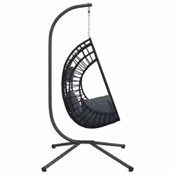 vidaXL Hanging Egg Chair with Stand Hammock Chair Anthracite Rattan and Steel - Additional view 4