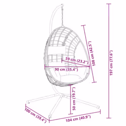 vidaXL Hanging Egg Chair with Stand Hammock Chair Anthracite Rattan and Steel - Additional view 7