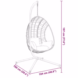 vidaXL Hanging Egg Chair Stand Swing Hammock Chair Frame C Stand Black Steel - Additional view 5