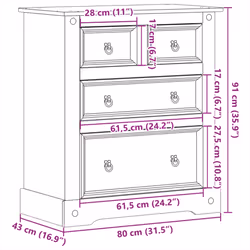 vidaXL Chest of Drawers Hall Storage Drawer Cabinet Sideboard Solid Wood Pine - Additional view 8