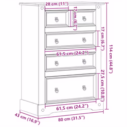 vidaXL Chest of Drawers Hall Storage Drawer Cabinet Sideboard Solid Wood Pine