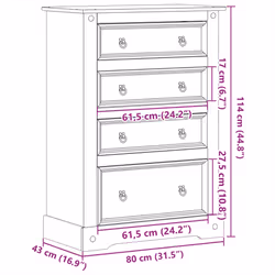 vidaXL Chest of Drawers Hall Storage Drawer Cabinet Sideboard Solid Wood Pine