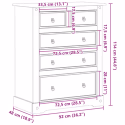 vidaXL Chest of Drawers Hall Storage Drawer Cabinet Sideboard Solid Wood Pine