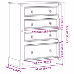 vidaXL Chest of Drawers Hall Storage Drawer Cabinet Sideboard Solid Wood Pine - Additional view 8