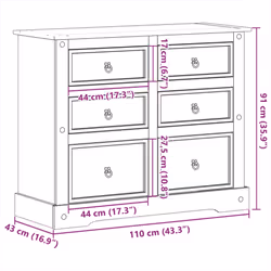 vidaXL Chest of Drawers Hall Storage Drawer Cabinet Sideboard Solid Wood Pine - Additional view 8