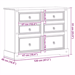 vidaXL Chest of Drawers Hall Storage Drawer Cabinet Sideboard Solid Wood Pine