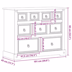 vidaXL Chest of Drawers Hall Storage Drawer Cabinet Sideboard Solid Wood Pine