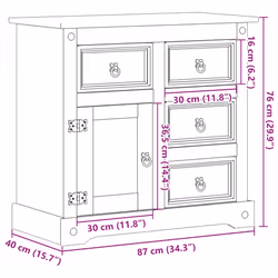 vidaXL Sideboard Storage Cupboard Cabinet Highboard Buffet Solid Wood Pine - Additional view 8