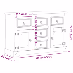 vidaXL Sideboard Storage Cupboard Cabinet Highboard Buffet Solid Wood Pine - Additional view 8
