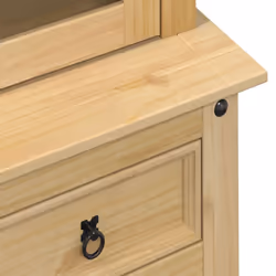 vidaXL Glass Display Cabinet Storage Shelf Cupboard Bookcase Solid Wood Pine - Additional view 6