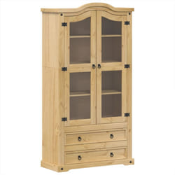 vidaXL Glass Display Cabinet Storage Shelf Cupboard Bookcase Solid Wood Pine