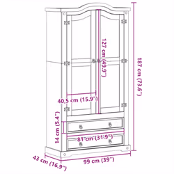 vidaXL Glass Display Cabinet Storage Shelf Cupboard Bookcase Solid Wood Pine - Additional view 8