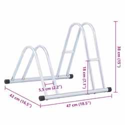 vidaXL Bicycle Stand for 2 Bikes Floor Freestanding Indoor Galvanised Steel - Additional view 7